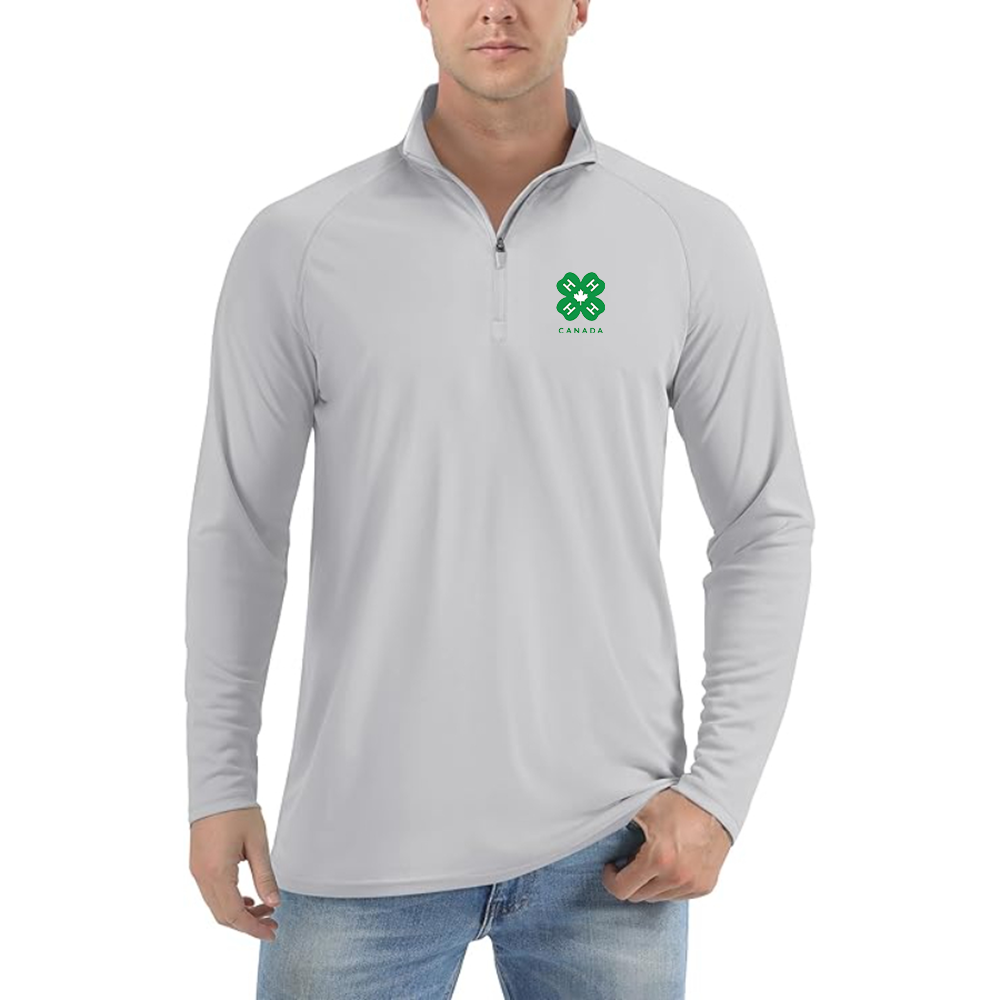 Men's 4H Canada Logo  Lightweight Quarter-Zip Athletic Shirt Long Sleeve Performance Wear