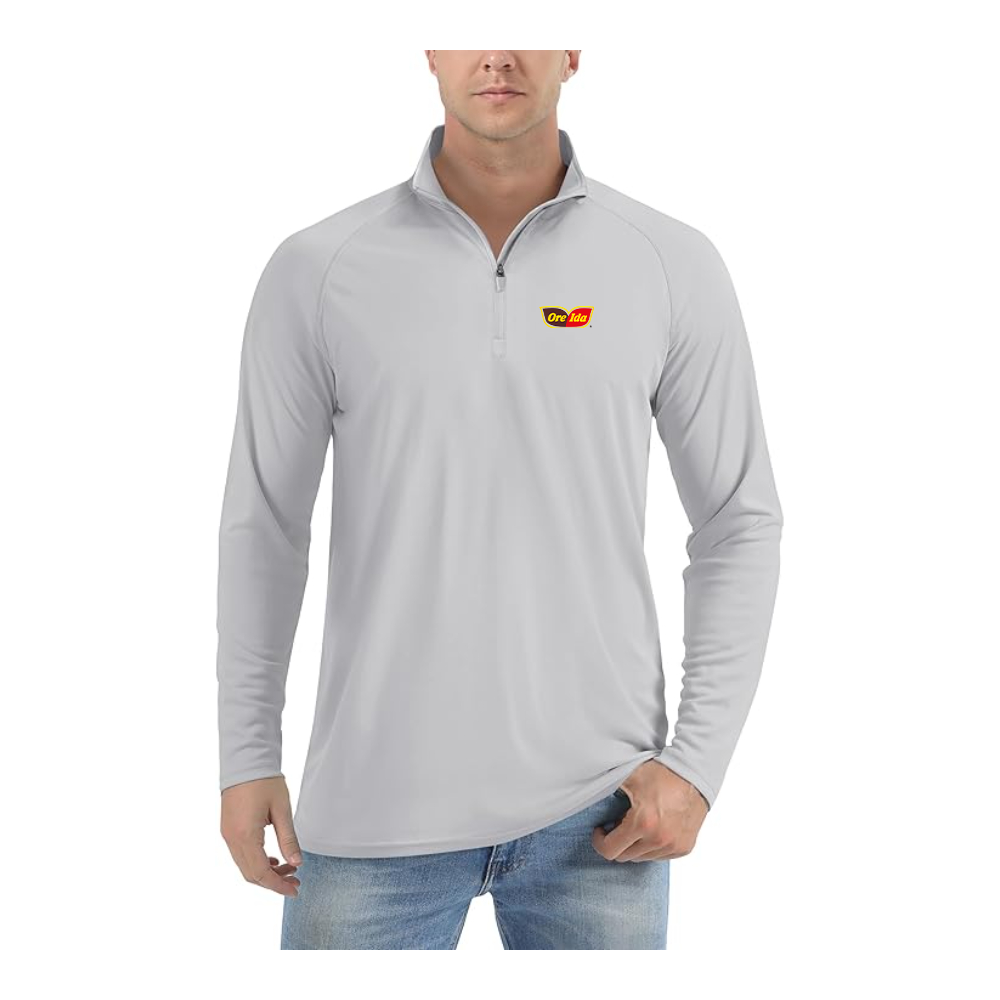 Men's Ore Ida Logo Lightweight Quarter-Zip Athletic Shirt Long Sleeve Performance Wear