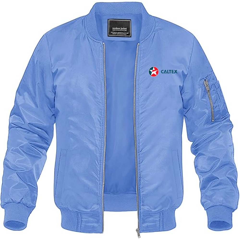 Men's Caltex Gas Station Lightweight Bomber Jacket Windbreaker Softshell Varsity Jacket Coat