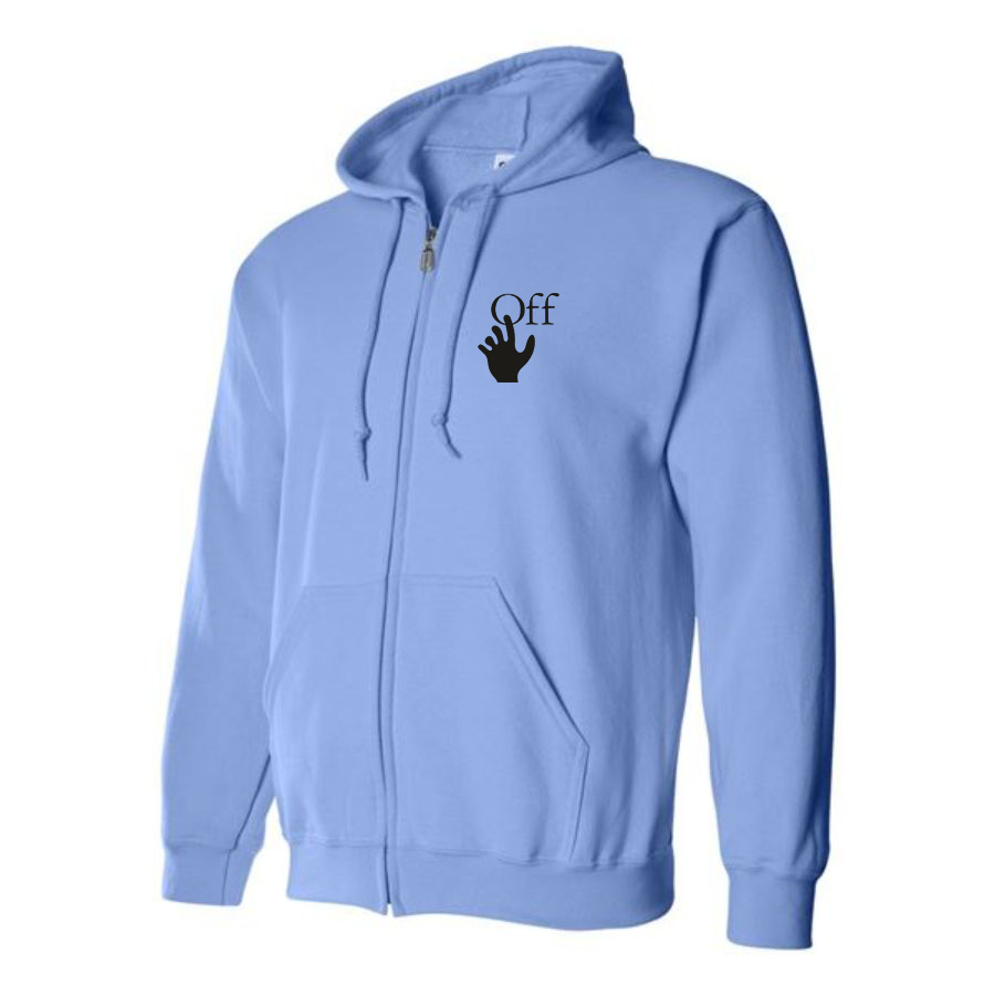 Men's Off-White Hand Logo  Zipper Hoodie