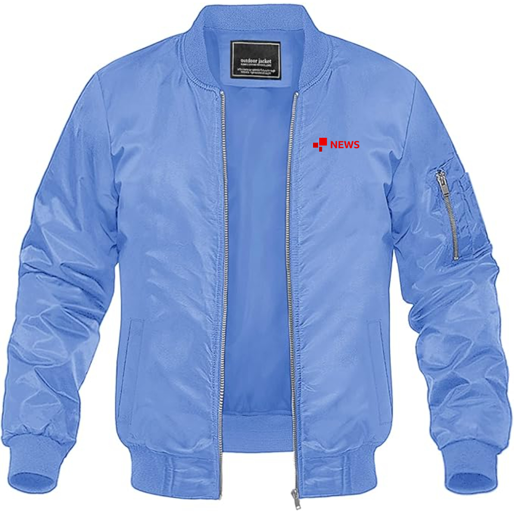 Men's BBC News   Lightweight Bomber Jacket Windbreaker Softshell Varsity Jacket Coat