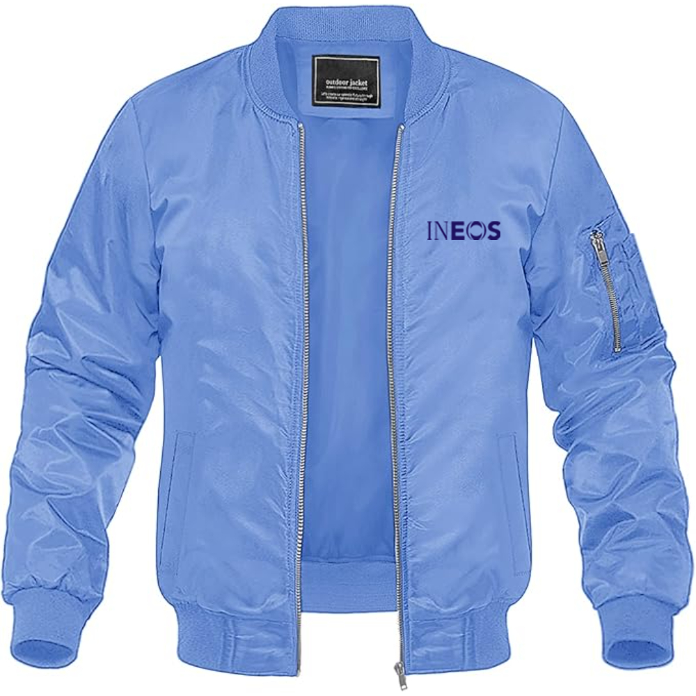 Men's INEOS Logo Lightweight Bomber Jacket Windbreaker Softshell Varsity Jacket Coat