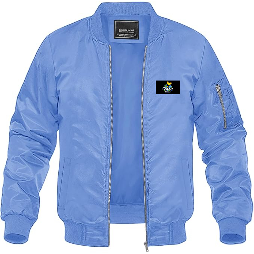 Men's Cartoon Pizza Logo Lightweight Bomber Jacket Windbreaker Softshell Varsity Jacket Coat