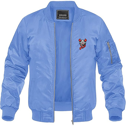 Men's Binghamton Devils Logo Lightweight Bomber Jacket Windbreaker Softshell Varsity Jacket Coat