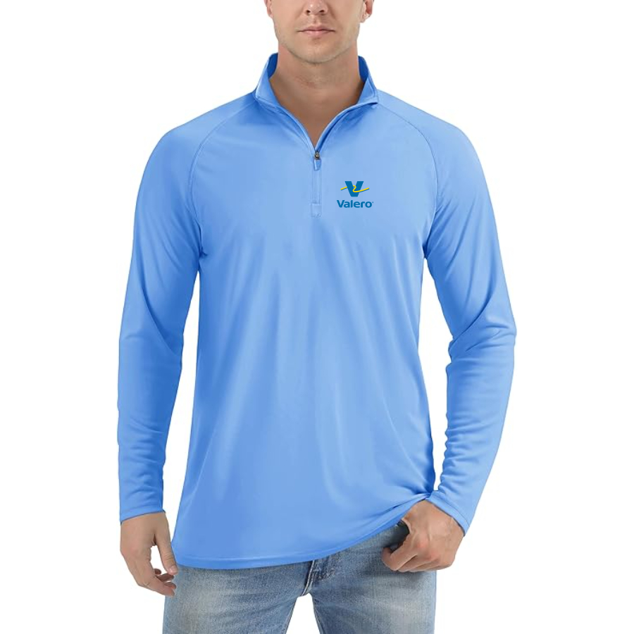Men's Valero Gas Station Logo Lightweight Quarter-Zip Athletic Shirt Long Sleeve Performance Wear