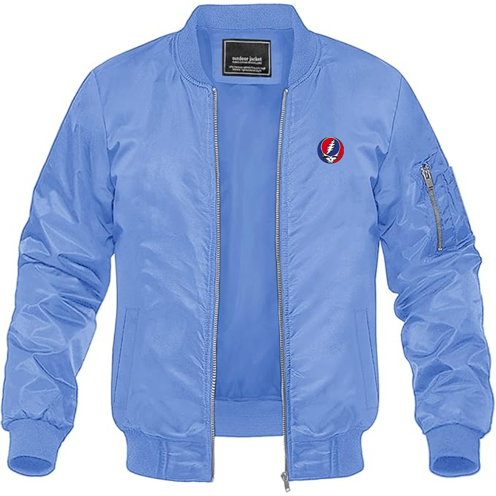 Men's Gratefu Dead Logo Lightweight Bomber Jacket Windbreaker Softshell Varsity Jacket Coat