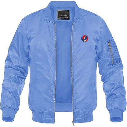 Men's Gratefu Dead Logo Lightweight Bomber Jacket Windbreaker Softshell Varsity Jacket Coat