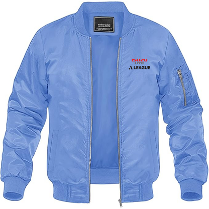 Men's A League Logo Lightweight Bomber Jacket Windbreaker Softshell Varsity Jacket Coat