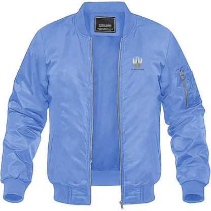 Men's  W Motors Logo Lightweight Bomber Jacket Windbreaker Softshell Varsity Jacket Coat