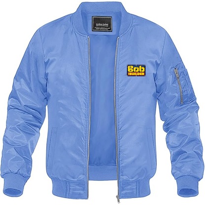 Men's Bob the Builder Logo Lightweight Bomber Jacket Windbreaker Softshell Varsity Jacket Coat