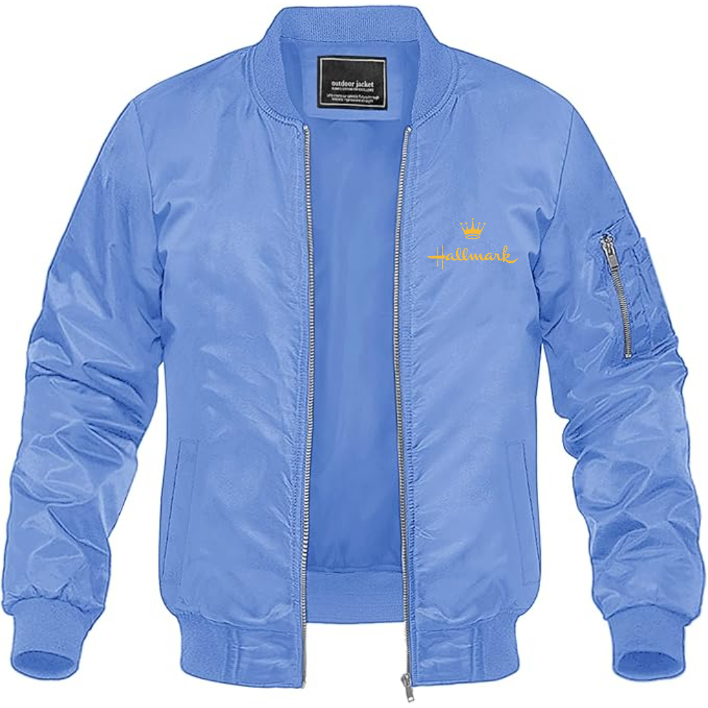 Men's Hallmark golden logo Lightweight Bomber Jacket Windbreaker Softshell Varsity Jacket Coat