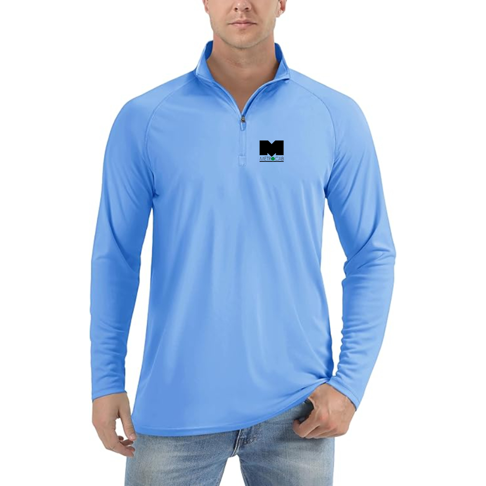 Men's Metrocab Logo Lightweight Quarter-Zip Athletic Shirt Long Sleeve Performance Wear