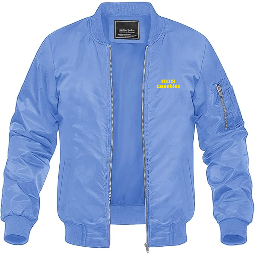 Men's CBeebies Logo Lightweight Bomber Jacket Windbreaker Softshell Varsity Jacket Coat