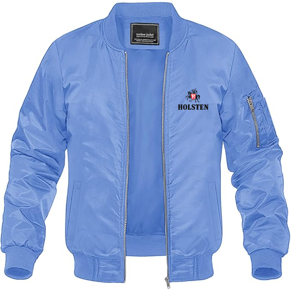 Men's Holsten Logo Lightweight Bomber Jacket Windbreaker Softshell Varsity Jacket Coat