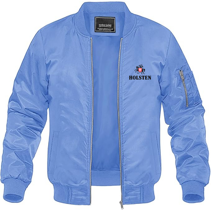 Men's Holsten Logo Lightweight Bomber Jacket Windbreaker Softshell Varsity Jacket Coat