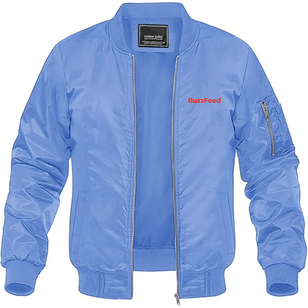 Men's BuzzFeed Logo Lightweight Bomber Jacket Windbreaker Softshell Varsity Jacket Coat