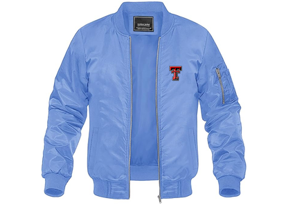 Men's Texas Tech Red Raiders Lightweight Bomber Jacket Windbreaker Softshell Varsity Jacket Coat