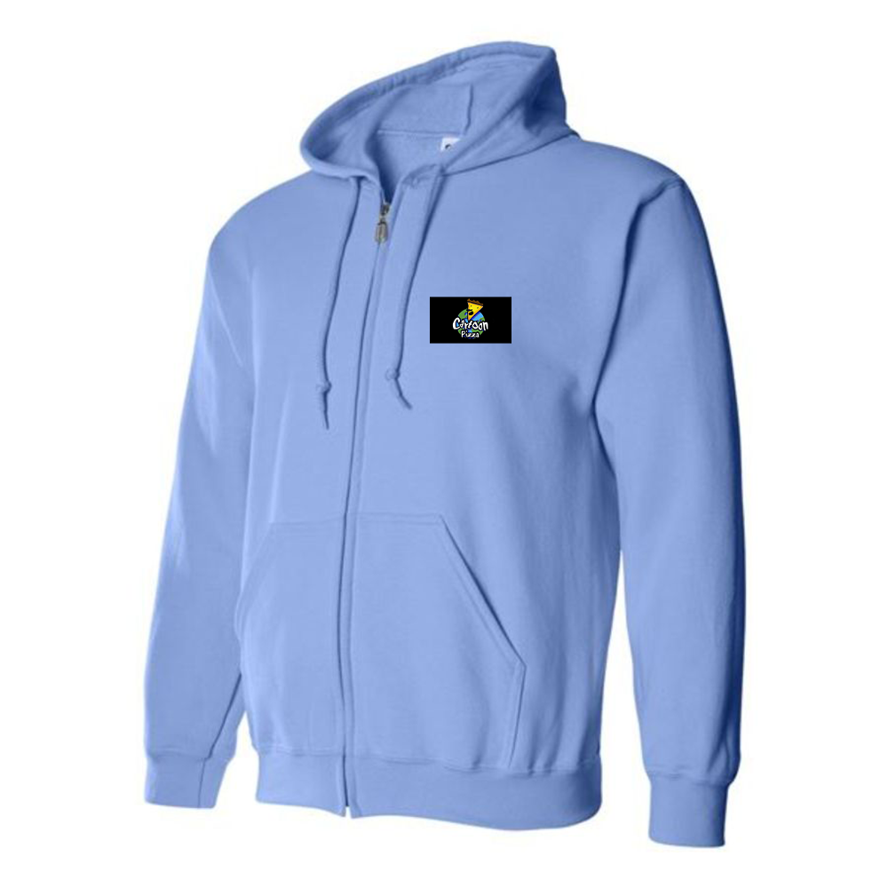 Men's Cartoon Pizza Logo Zipper Hoodie