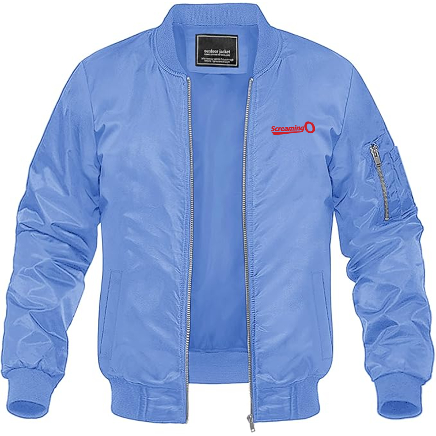 Men's ScreamingO Logo Lightweight Bomber Jacket Windbreaker Softshell Varsity Jacket Coat