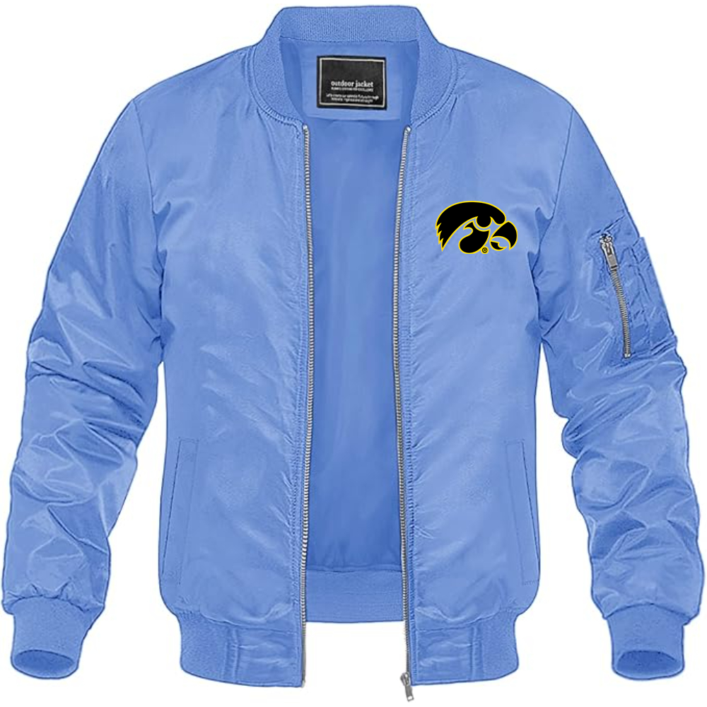 Men's Lowa Hawkeyes Logo Lightweight Bomber Jacket Windbreaker Softshell Varsity Jacket Coat