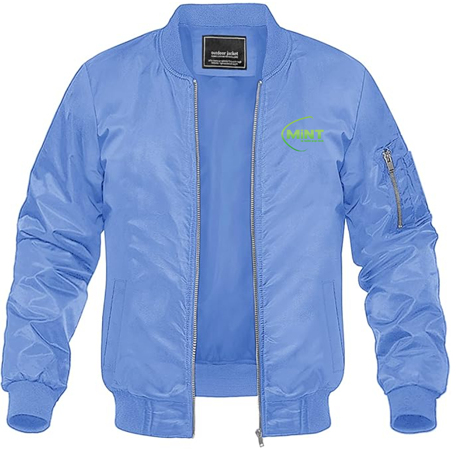 Men's Mint Radio Logo Lightweight Bomber Jacket Windbreaker Softshell Varsity Jacket Coat