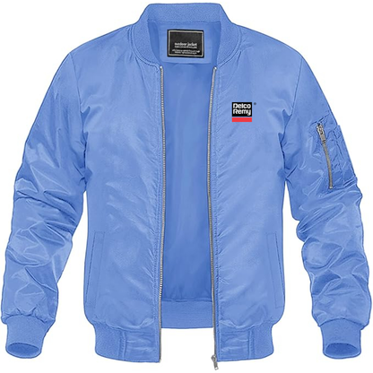 Men's Delco Remy Logo Lightweight Bomber Jacket Windbreaker Softshell Varsity Jacket Coat