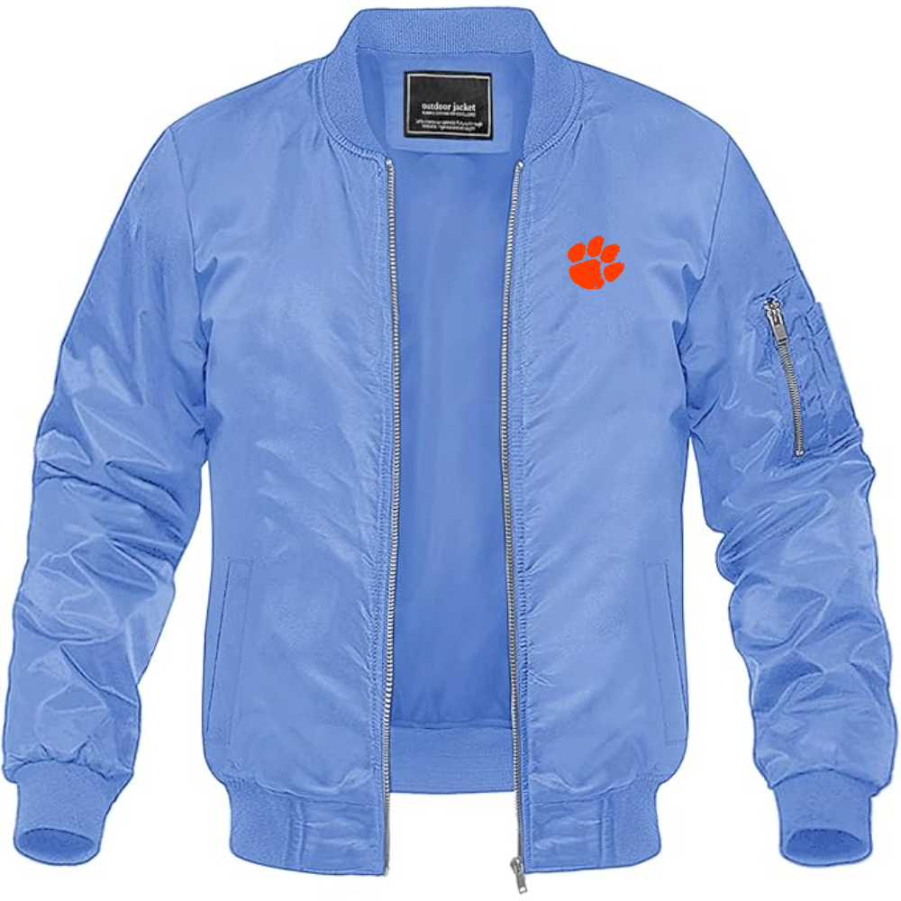Men's Clemson Tigers Lightweight Bomber Jacket Windbreaker Softshell Varsity Jacket Coat
