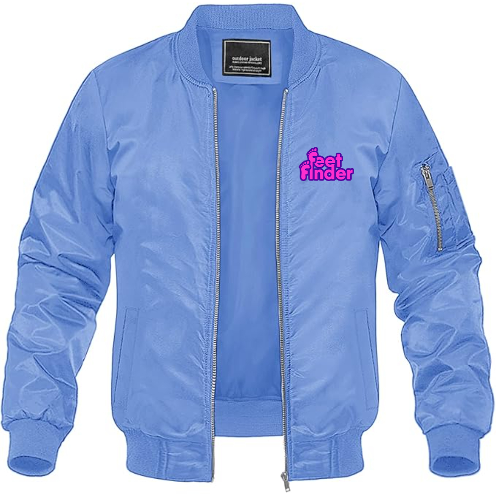 Men's FeetFinder Logo Lightweight Bomber Jacket Windbreaker Softshell Varsity Jacket Coat