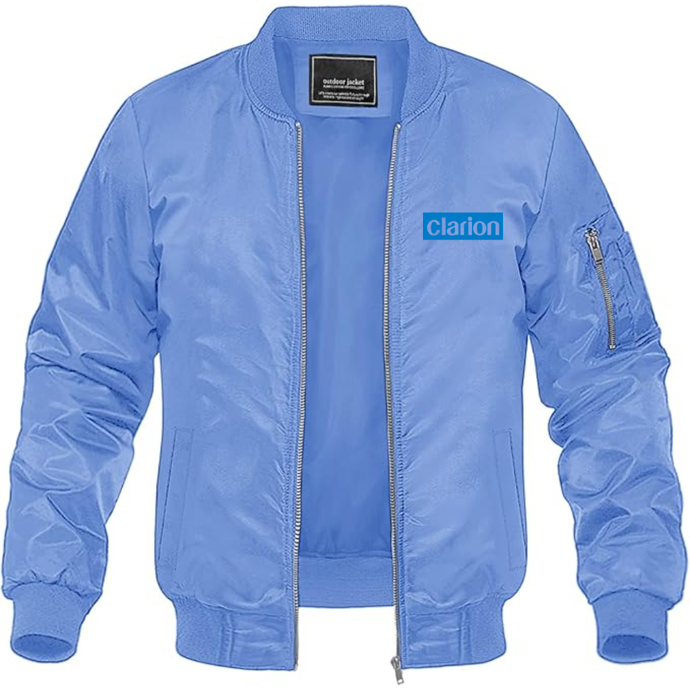 Men's Clarion Logo Lightweight Bomber Jacket Windbreaker Softshell Varsity Jacket Coat