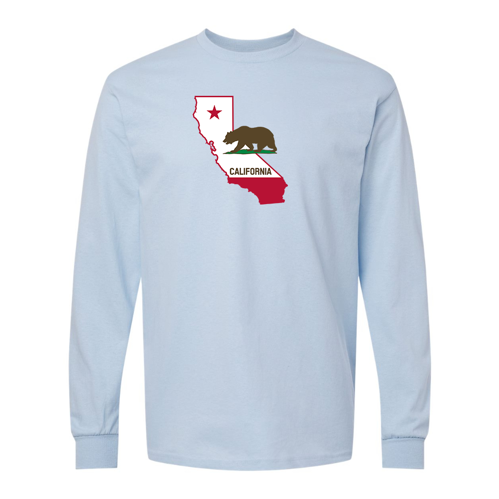 Men's  California Bear Map Gildan Heavy Cotton Long Sleeve T-Shirt