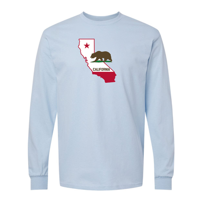 Men's  California Bear Map Gildan Heavy Cotton Long Sleeve T-Shirt