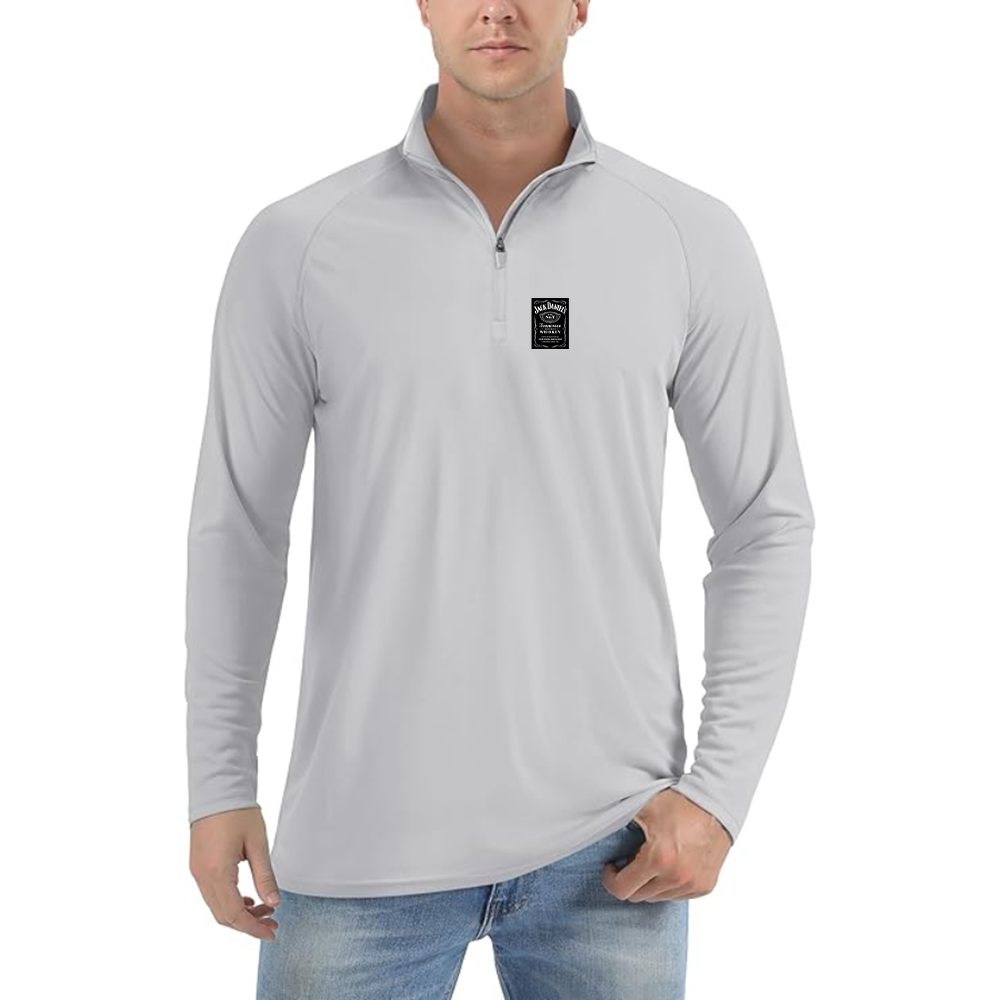 Men's Jack Daniels LogoLightweight Quarter-Zip Athletic Shirt Long Sleeve Performance Wear