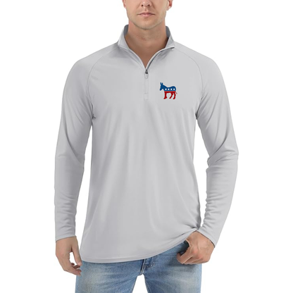 Men's Democrat Election Symbol Lightweight Quarter-Zip Athletic Shirt Long Sleeve Performance Wear
