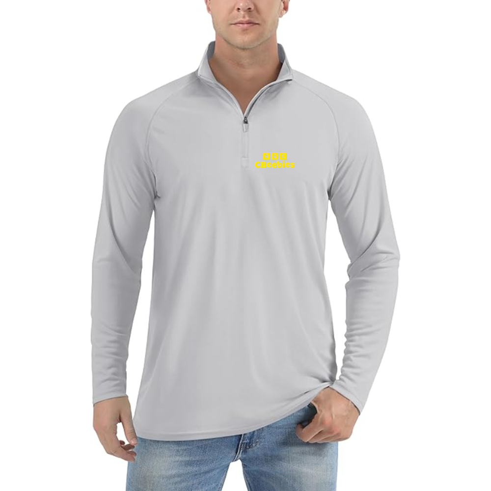 Men's CBeebies Logo Lightweight Quarter-Zip Athletic Shirt Long Sleeve Performance Wear