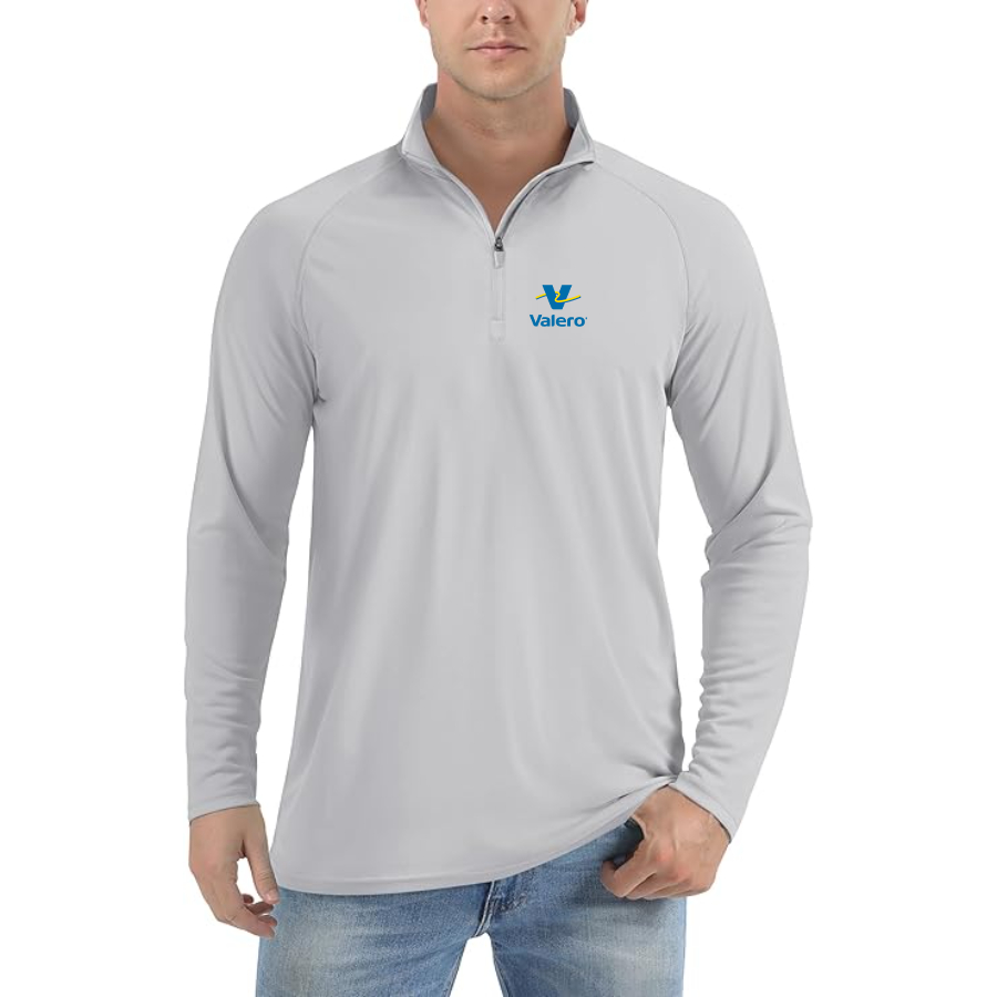 Men's Valero Gas Station Logo Lightweight Quarter-Zip Athletic Shirt Long Sleeve Performance Wear