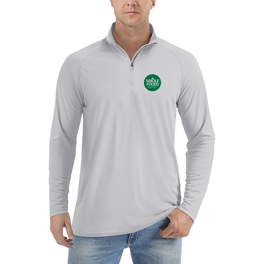 Men'sWhole Foods Market Lightweight Quarter-Zip Athletic Shirt Long Sleeve Western Carolina Catamounts - Grey