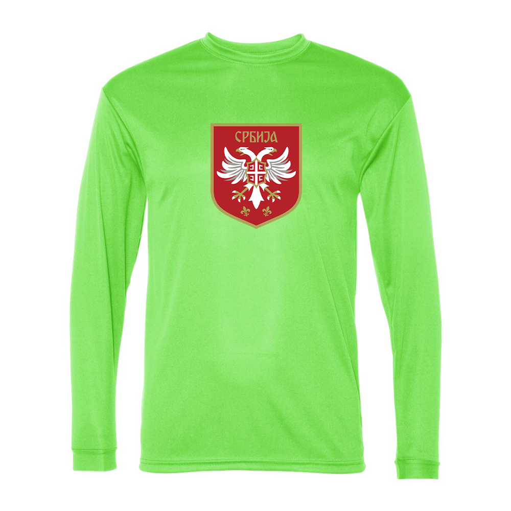 Men's Serbia National Football Soccer Team Logo Performance Long Sleeve T-Shirt