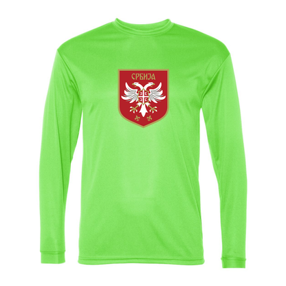 Men's Serbia National Football Soccer Team Logo Performance Long Sleeve T-Shirt