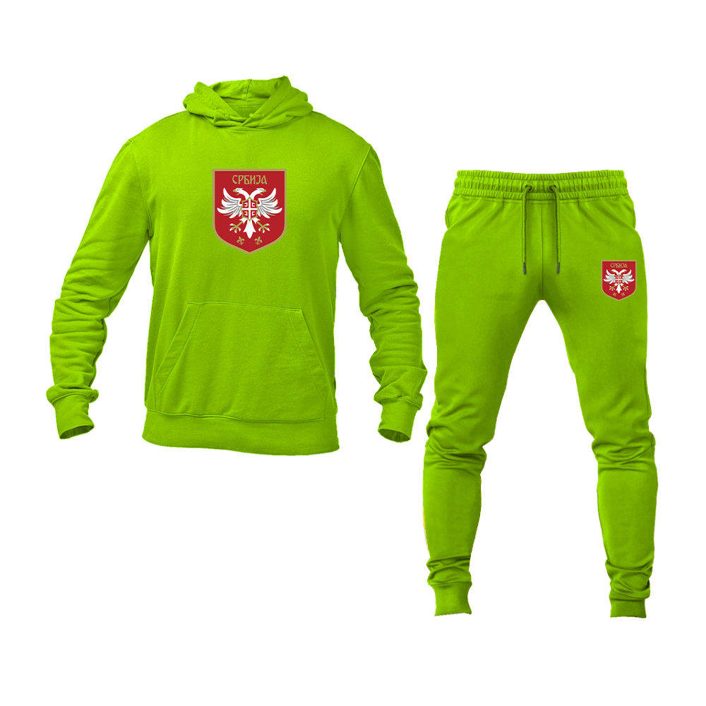 Men's Serbia National Football Soccer Team Logo Hoodie Joggers Set