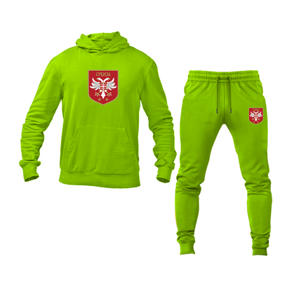 Men's Serbia National Football Soccer Team Logo Hoodie Joggers Set