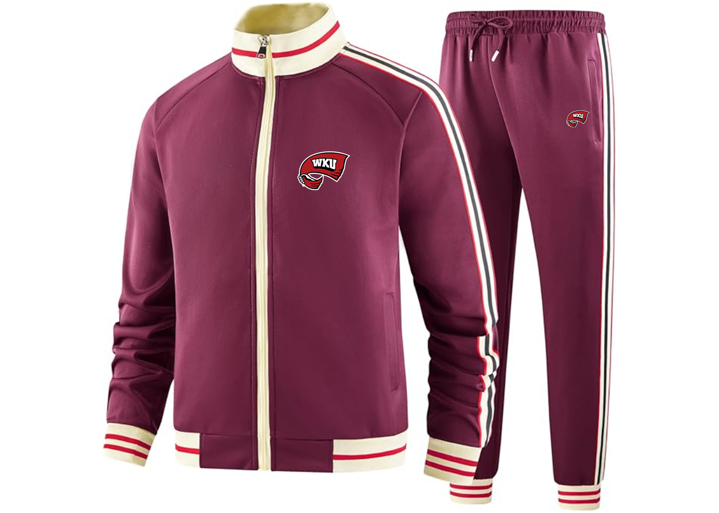 Men's Western Kentucky Hilltoppers Tracksuit with Bold Striped Accents and Zippered Front Athletic Wear