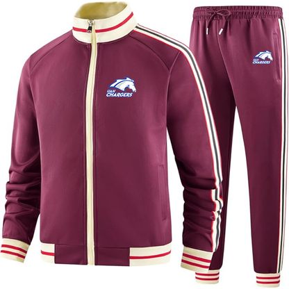 Men's Alabama Huntsville Chargers  Two Piece Designer Tracksuit with Bold Striped Accents and Zippered Front Elevated Athletic Wear