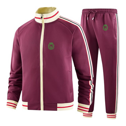 Men's Ahold Delhaize Symbol  Tracksuit with Bold Striped Accents and Zippered Front Athletic Wear