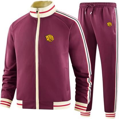 Men's  Arkansas PB Golden Lions Two Piece Designer Tracksuit with Bold Striped Accents and Zippered Front Elevated Athletic Wear