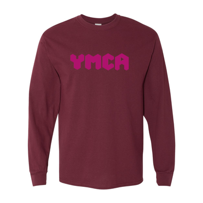 Men's  YMCA Mauve Gildan Heavy Cotton Long Sleeve T-Shirt