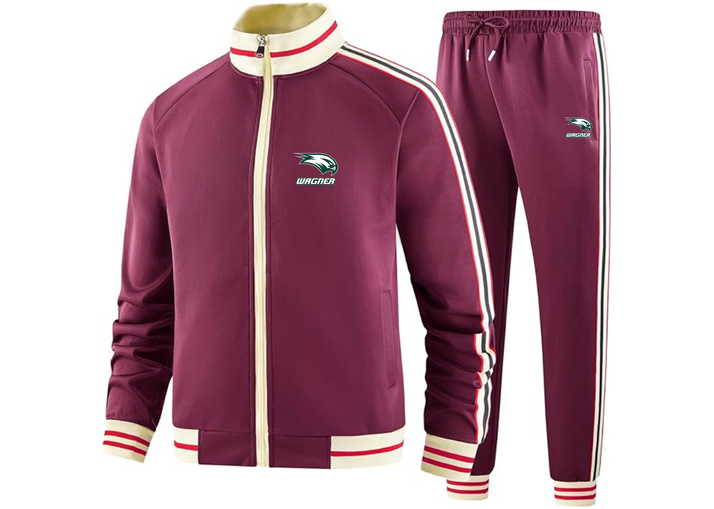 Men's Wagner Seahawks Tracksuit with Bold Striped Accents and Zippered Front Athletic Wear