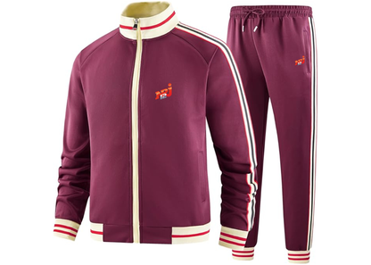 Men's NRJ 12 Logo  Tracksuit with Bold Striped Accents and Zippered Front Athletic Wear