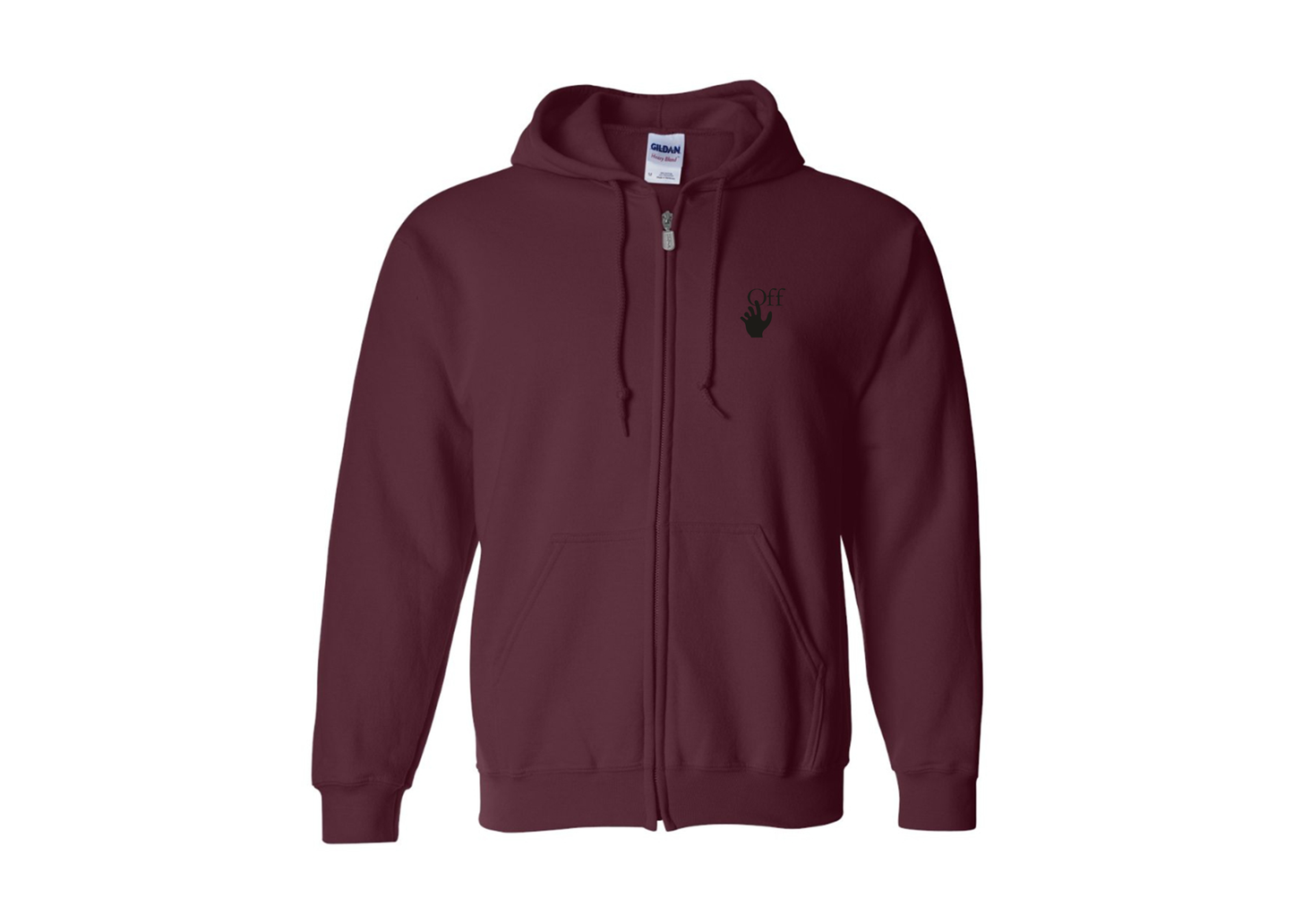 Men's Off-White Hand Gildan  Heavy Blend Full Zip Hooded Sweatshirt