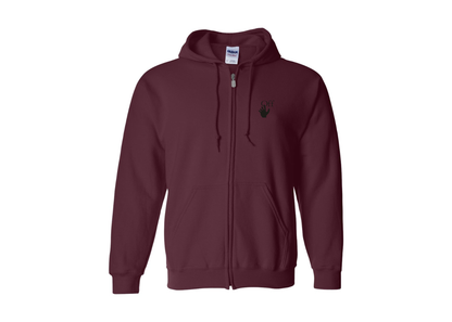 Men's Off-White Hand Gildan  Heavy Blend Full Zip Hooded Sweatshirt