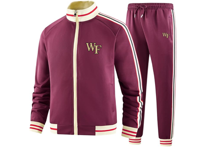 Men's Wake Forest Demon Deacons Tracksuit with Bold Striped Accents and Zippered Front Athletic Wear